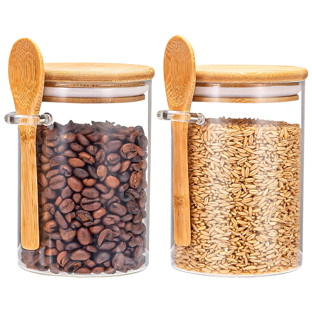 Xigugo tarro de vidrio 590 ml con tapa de bambu para almacenamiento hermetico