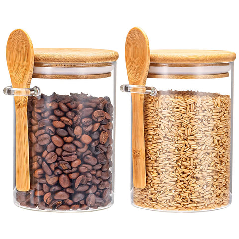 Xigugo tarro de vidrio 590 ml con tapa de bambu para almacenamiento hermetico