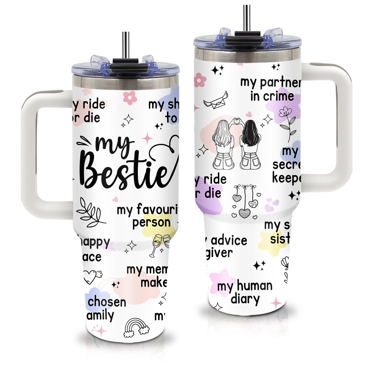 xiiai taza 40 onzas con asa y pajitas para llevar bebidas frías o calientes.