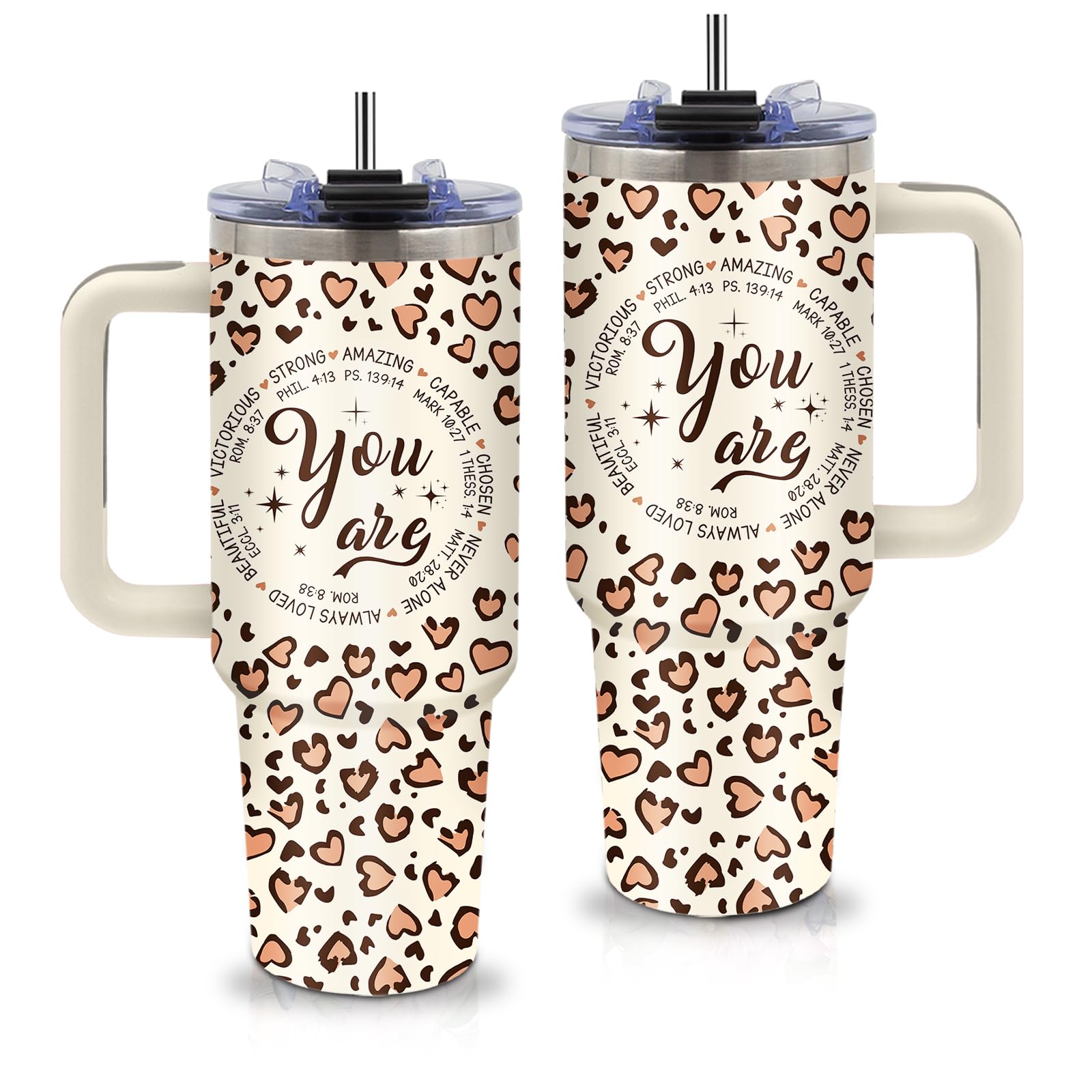 xiiai vaso térmico cuarenta onzas Leopardo con manija, ideal para bebidas calientes o frías durante el día