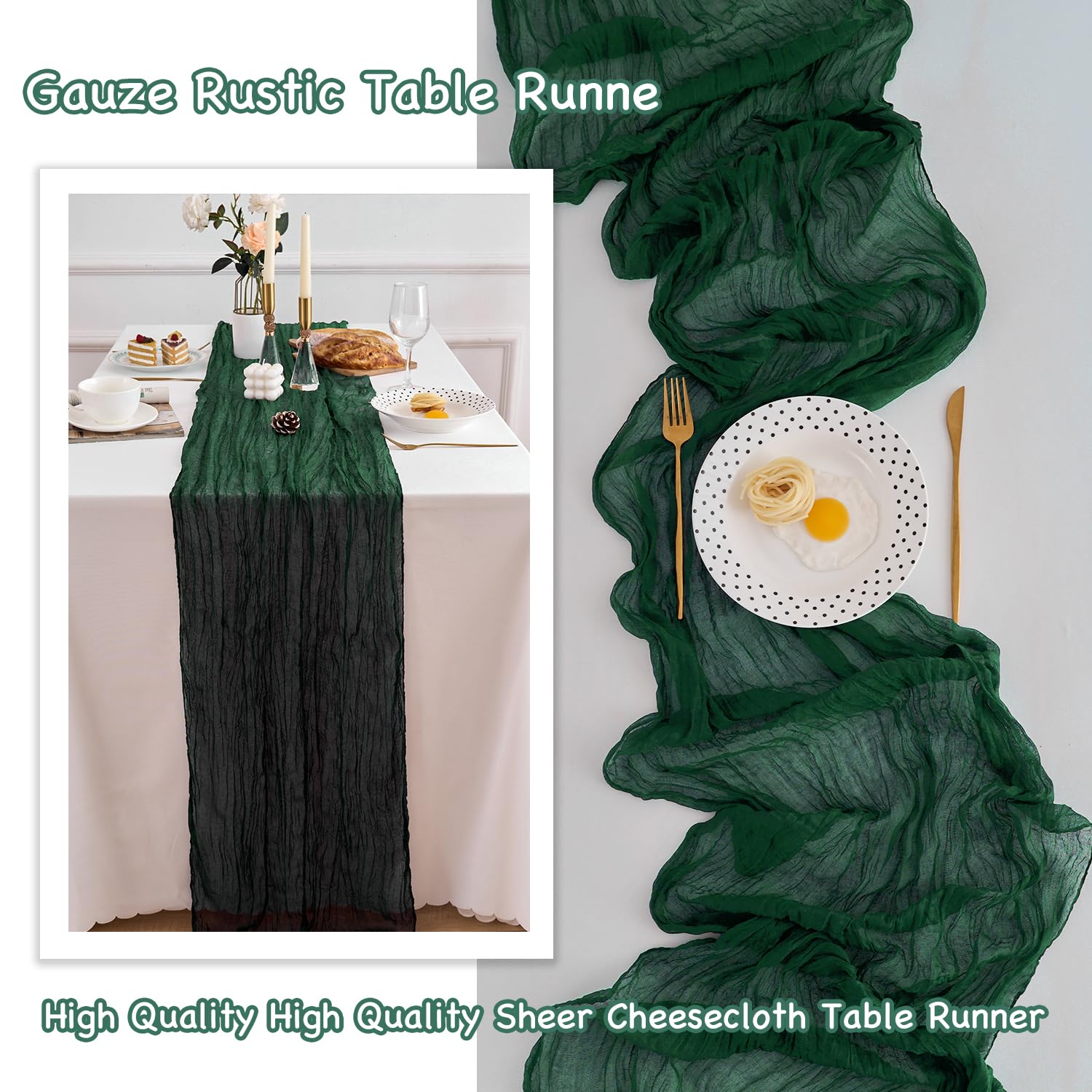 Mantel de gasa esmeralda para bodas y fiestas de bebé, decorativo