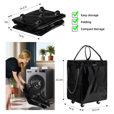 Xiktslin bolsa rodante con ruedas silenciosas de 360°, transporte suave