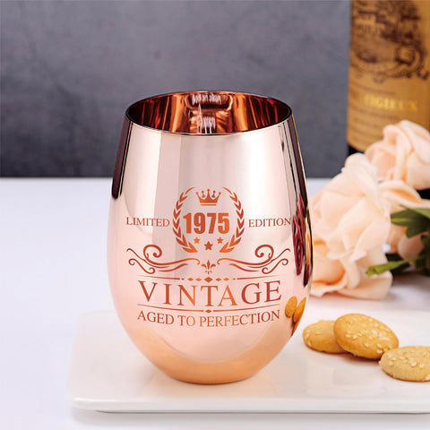 Vaso xilaxila con grabado 50 aniversario en oro rosa, regalo elegante.