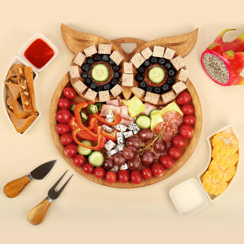 Bandeja de madera XILAZAB, 12 pulgadas, para aperitivos con silueta de buho.