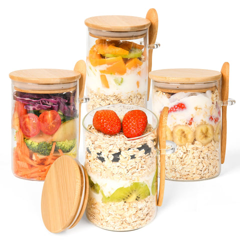 Frascos Xileanalee de 18 onzas para avena nocturna con tapas.
