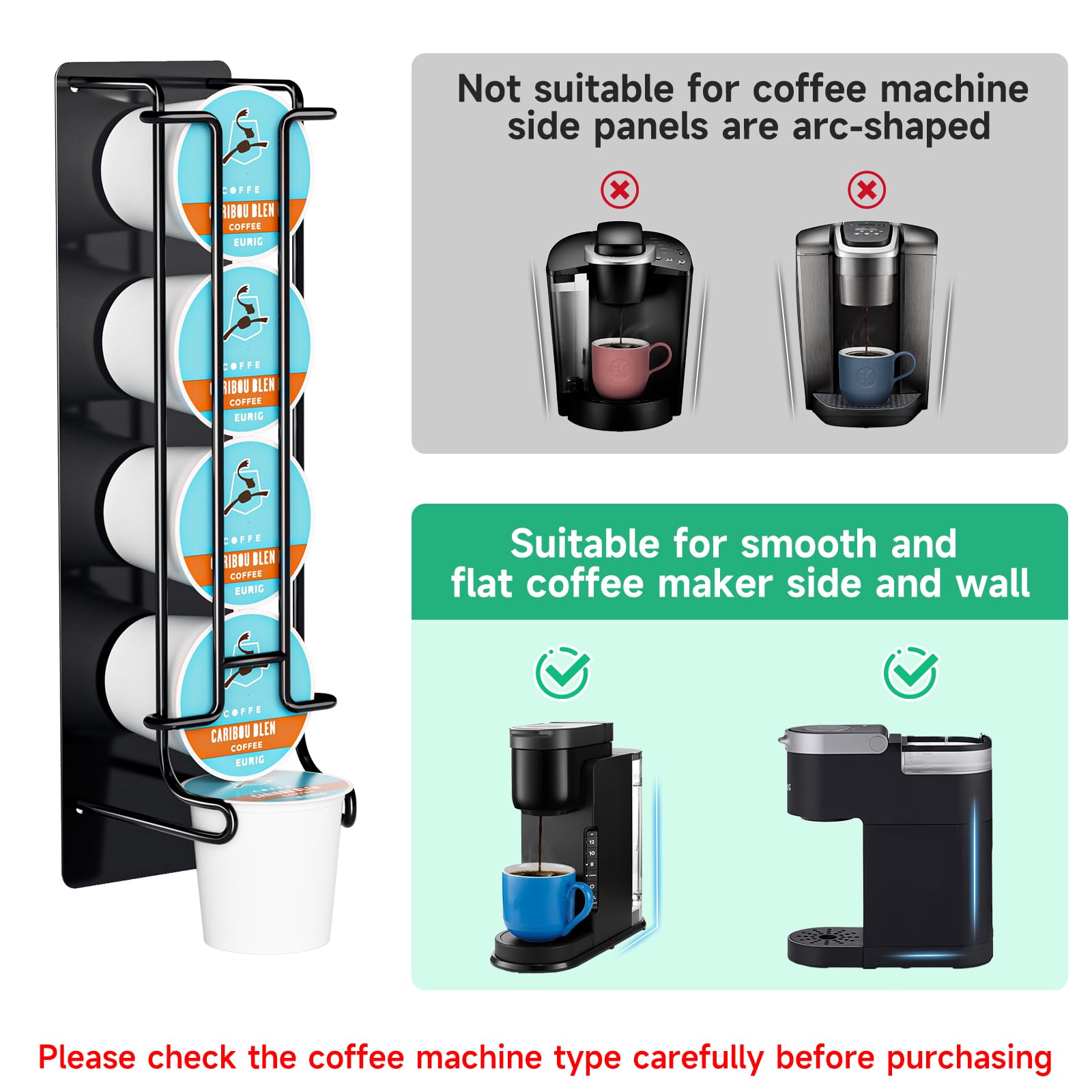 XILIMEN: organizador K-Cup con adhesivo para pared para instalación rápida