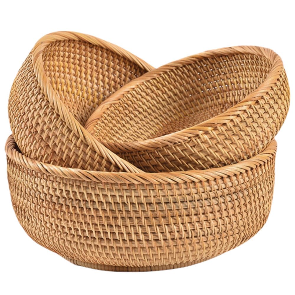 Cesta de rattan XIMISISE redonda grande para ordenar en la encimera con estilo.