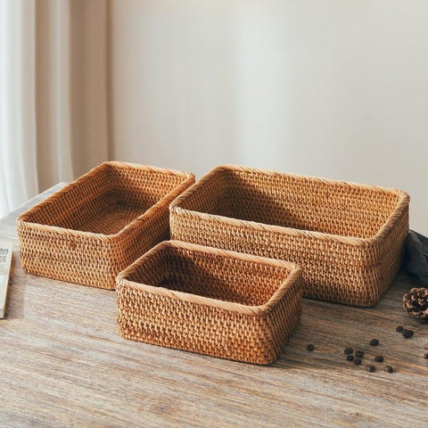 XIMISISE cestas de rattan para escritorio, mantener papeles y suministros ordenados.