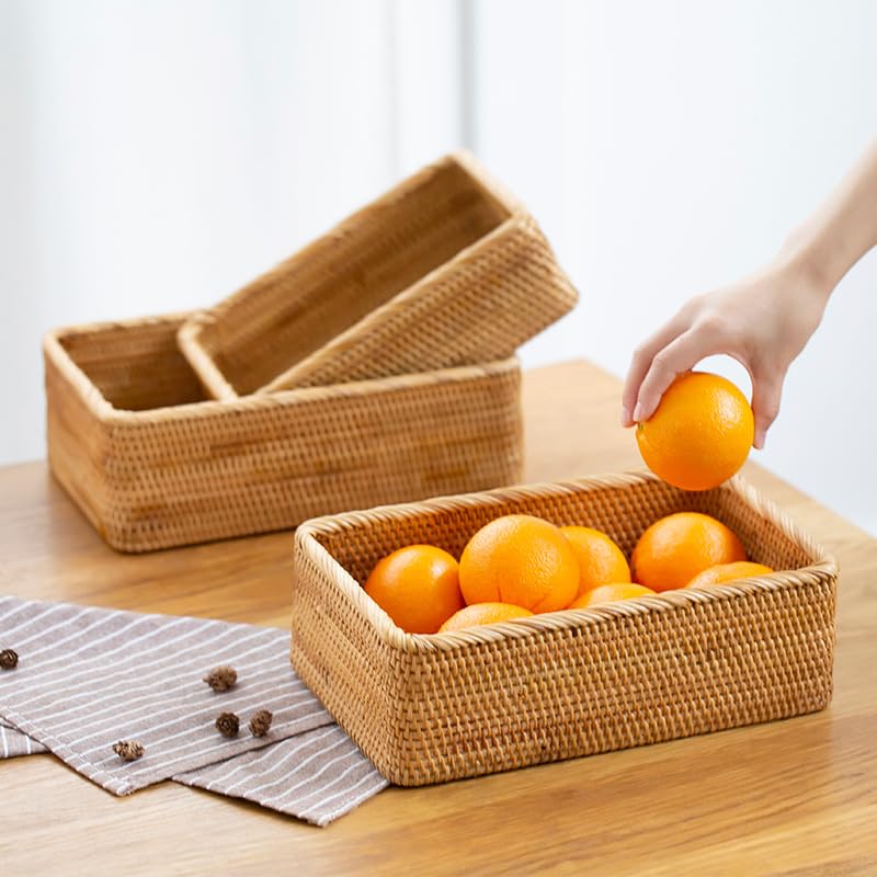 XIMISISE cestas de rattan medianas para pan y snacks, ahorro de espacio.