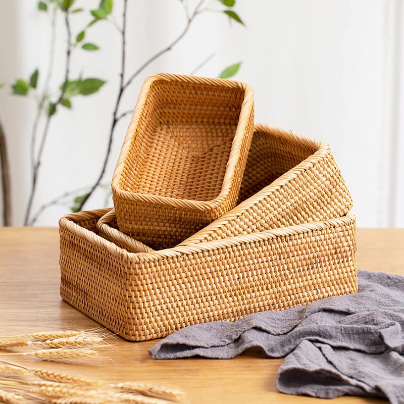 XIMISISE cestas de rattan pequeñas para llaves y cosméticos, orden diario.