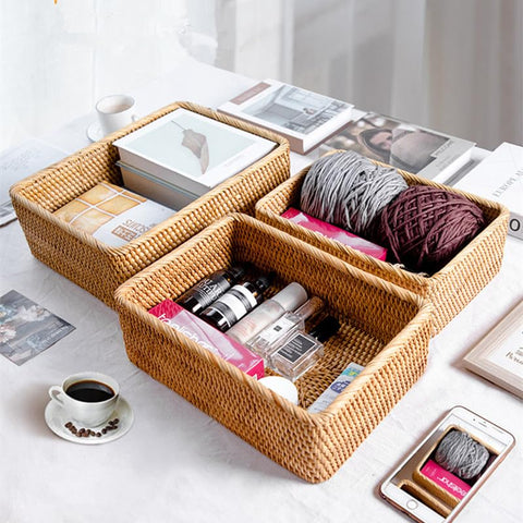 XIMISISE cestas de rattan para mesa de centro, decoración práctica.