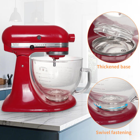 XINBOOGQ bol de vidrio transparente 5qt para ver la mezcla desde cualquier ángulo.