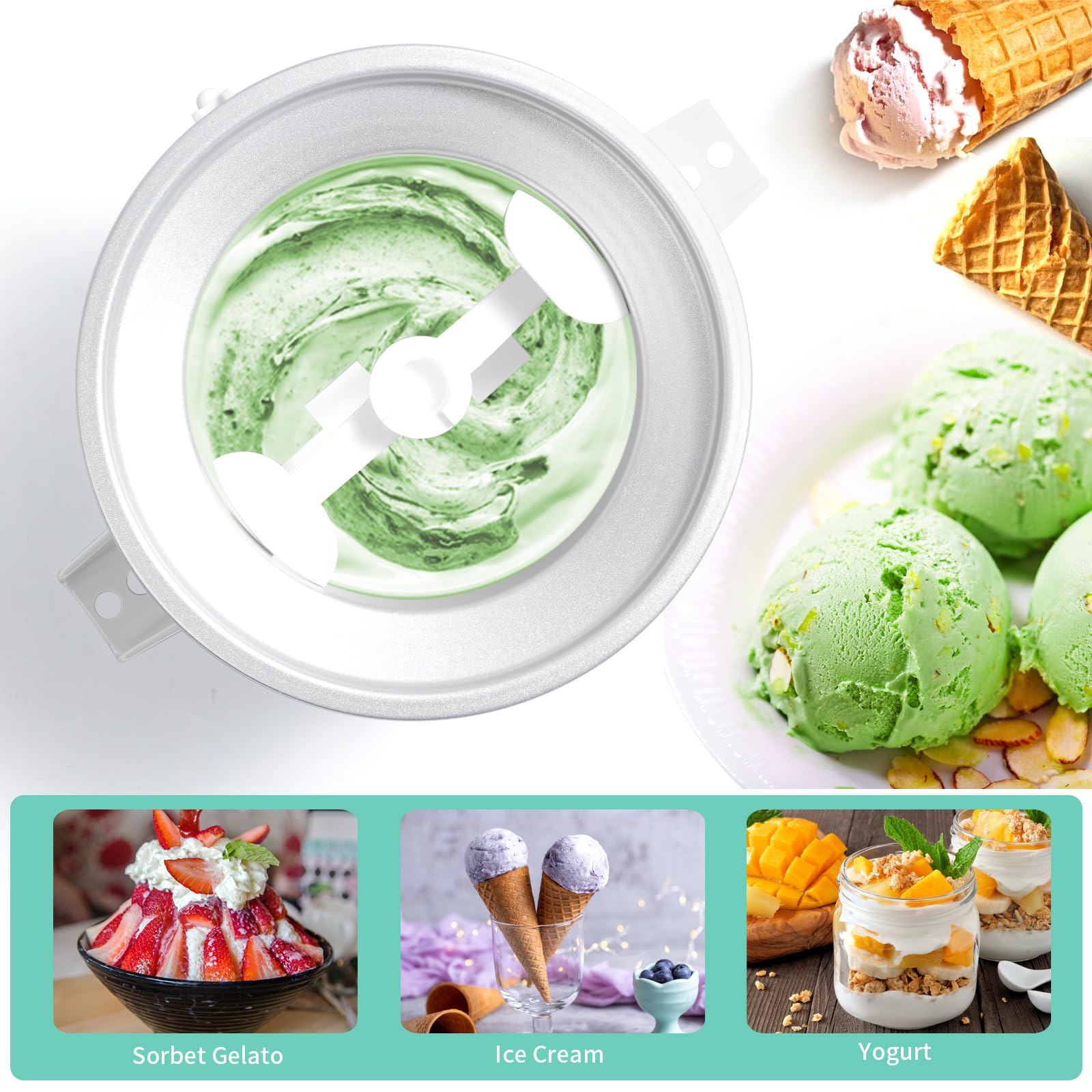 XINBOOGQ copa congeladora 2qt, capacidad para helado rápido y cremoso