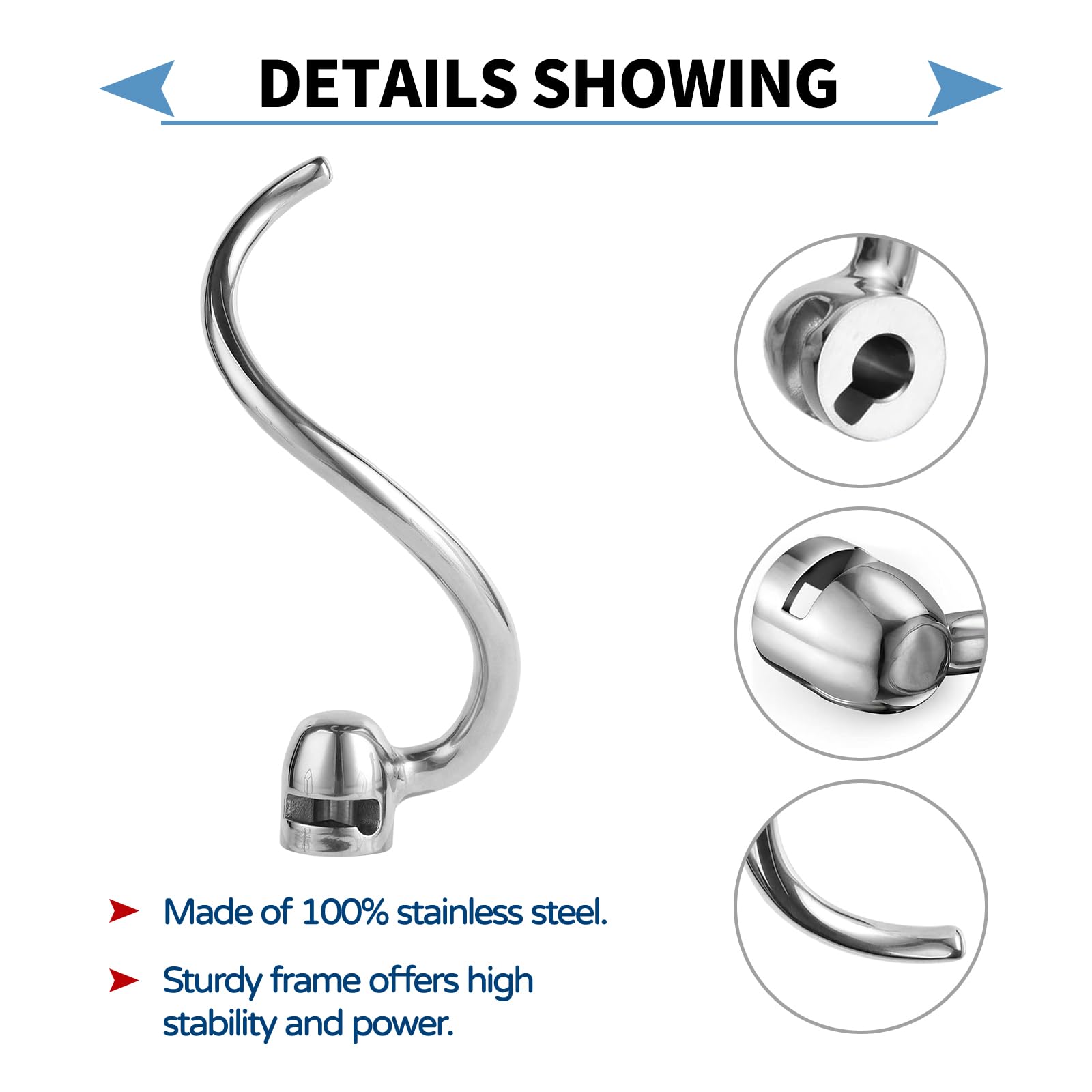 Gancho de masa espiral XINBOOGQ compatible con batidora grande para pan casero