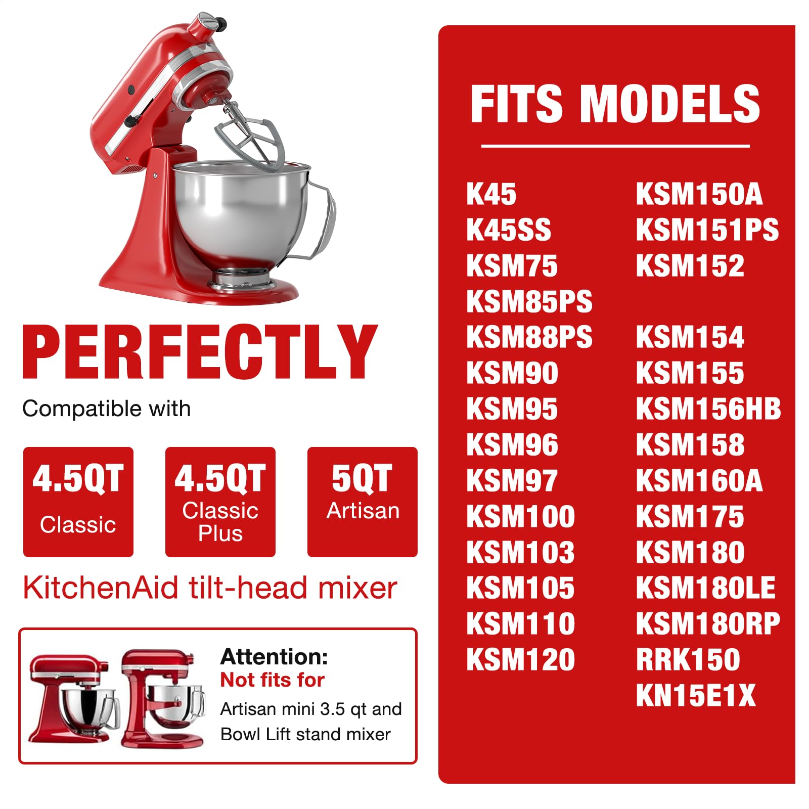 XINCAN cuerpo acero inoxidable, compatible con KitchenAid