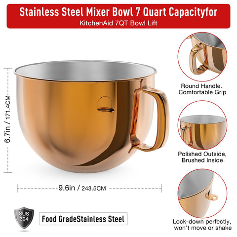 XINCAN tazón compatible con KitchenAid 6qt, diseño duradero para batidos consistentes.