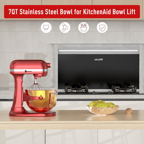 XINCAN tazón para KitchenAid 6qt con borde cobre, añade elegancia a la cocina.