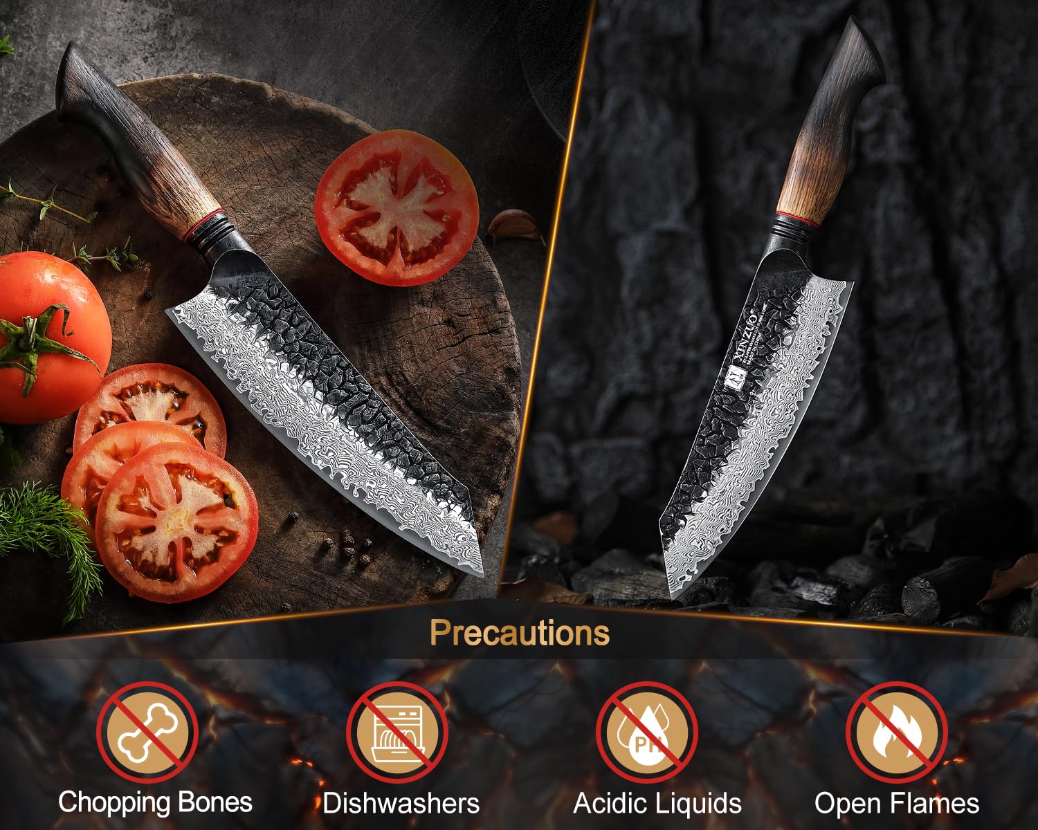 XINZUO Santoku: perfecto para verduras y carnes gracias a su filo estable.