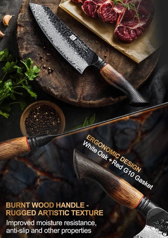 XINZUO Santoku: durabilidad y resistencia a la corrosión gracias al acero damasco.
