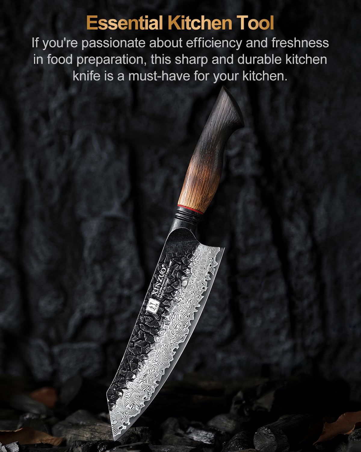 XINZUO Santoku: mango ergonómico para uso prolongado sin fatiga.