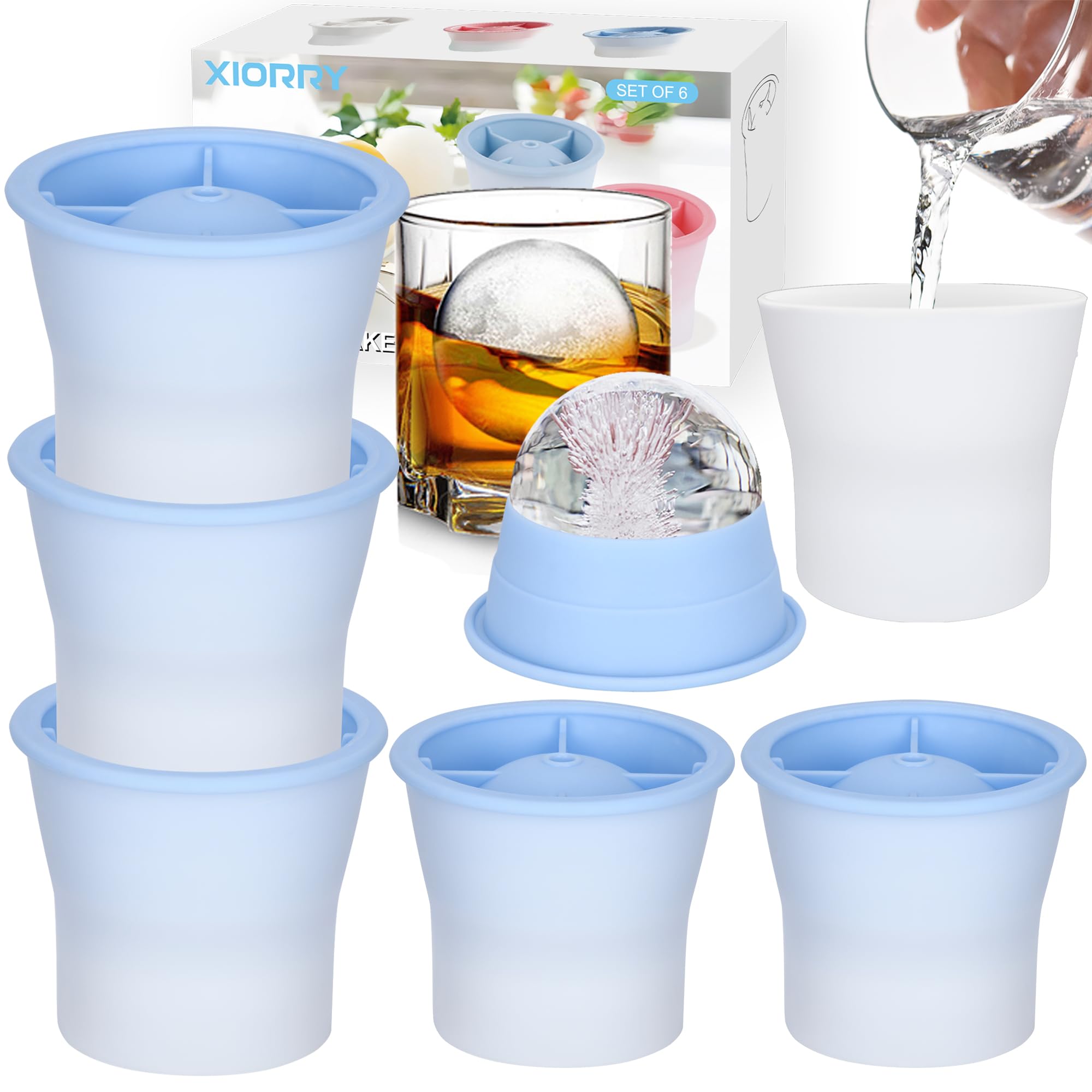 XIORRY moldes hielo esfera seis unidades para esferas perfectas de enfriamiento rápido.