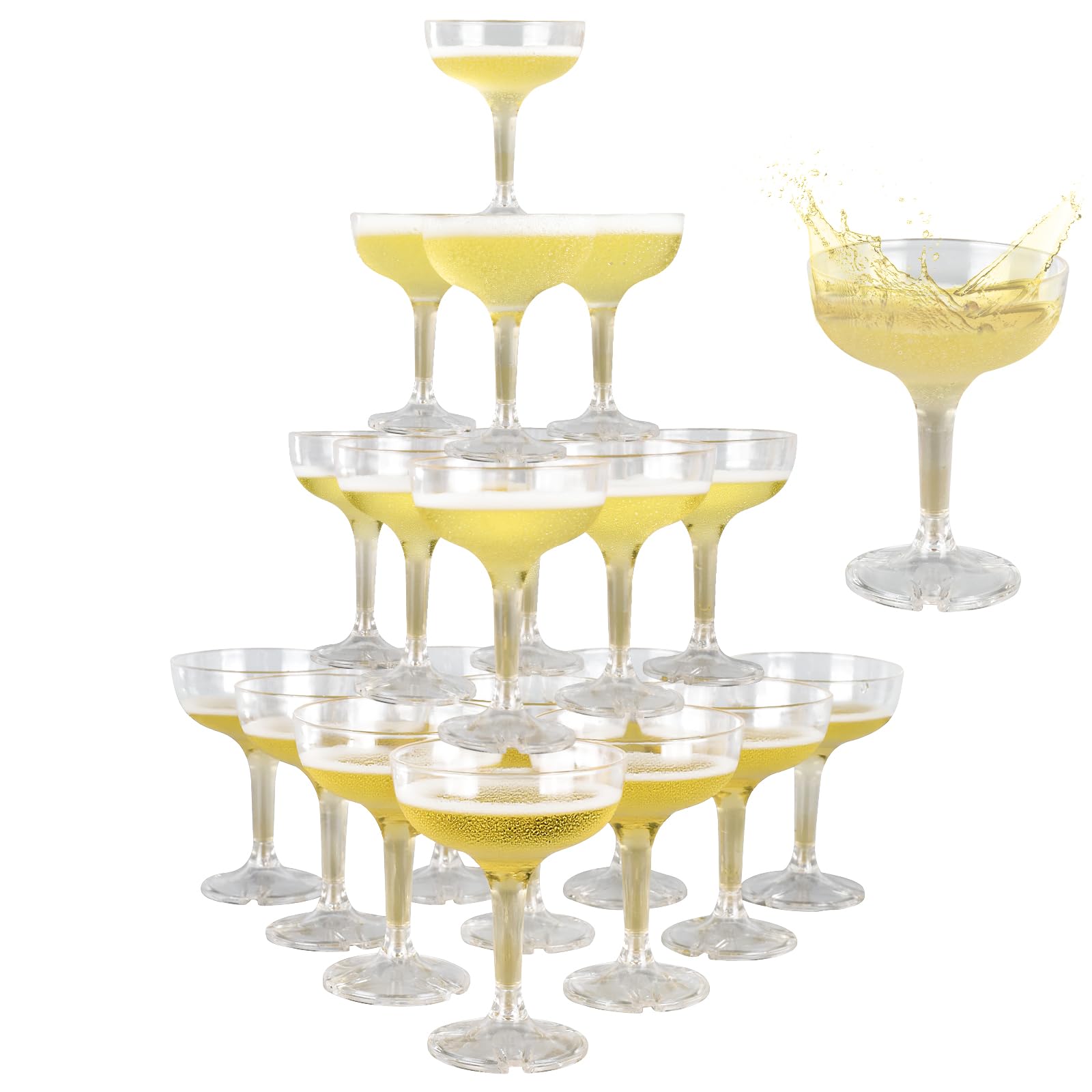 Vasos XIRUOXINKEMAO para torre de champán, ideales para bodas con burbujas.