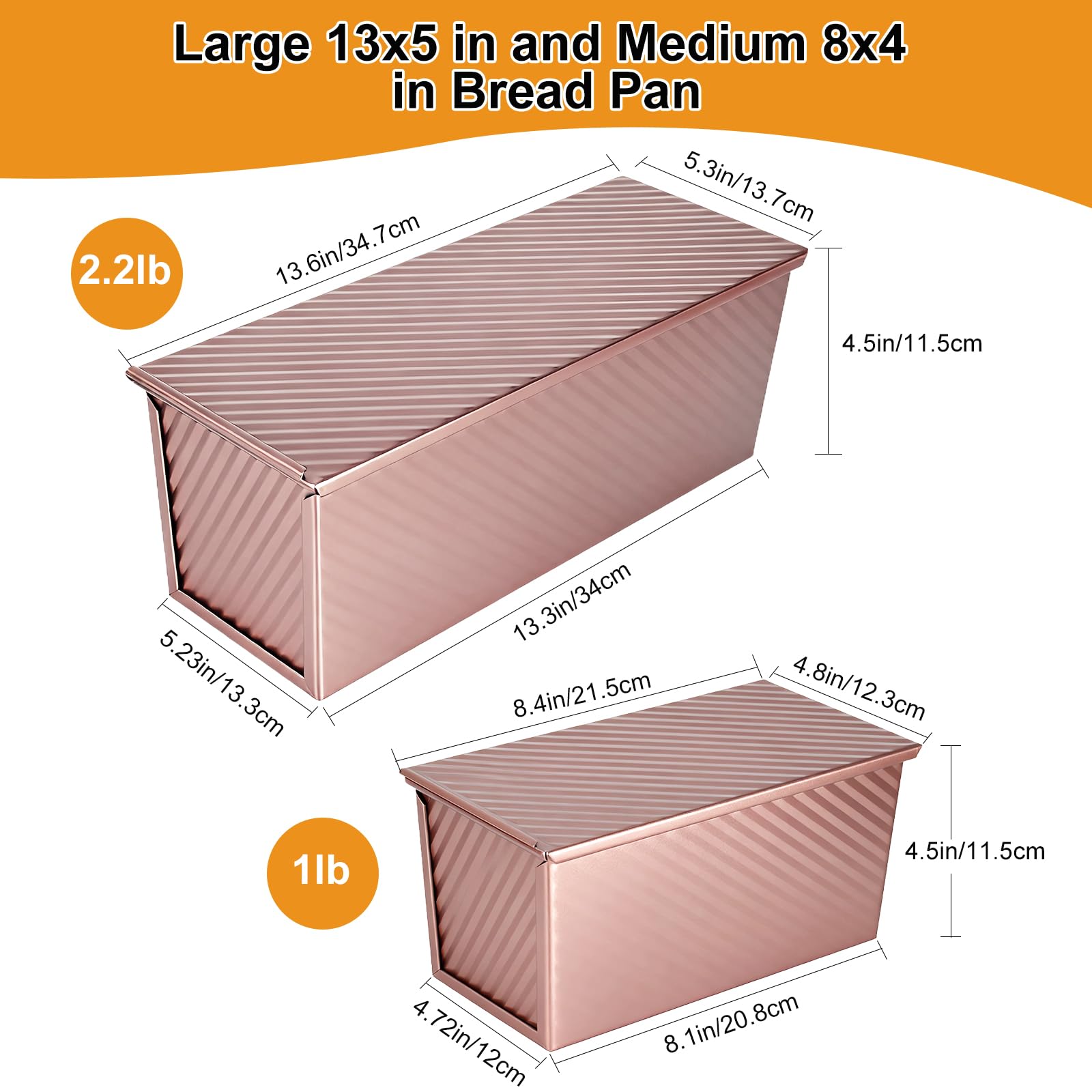 XIRUOXINKEMAO pan Pullman con tapa 1 lb, porciones individuales para meriendas