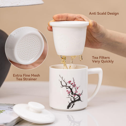 XIYUANJI Taza cerámica; diseño tradicional-contemporáneo que encaja en cualquier mesa