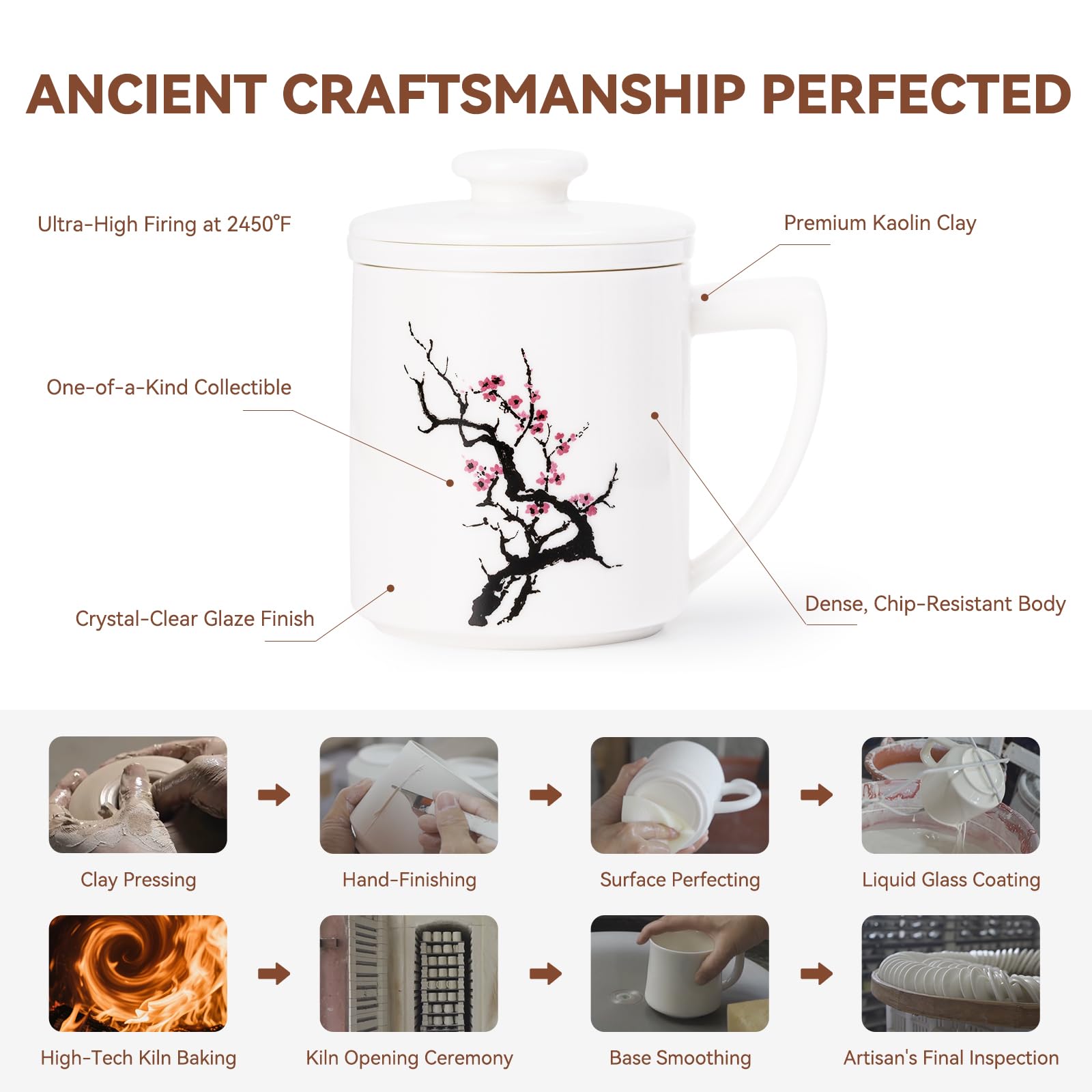 XIYUANJI Taza de té cerámica; regalo envuelto ideal para sorprender