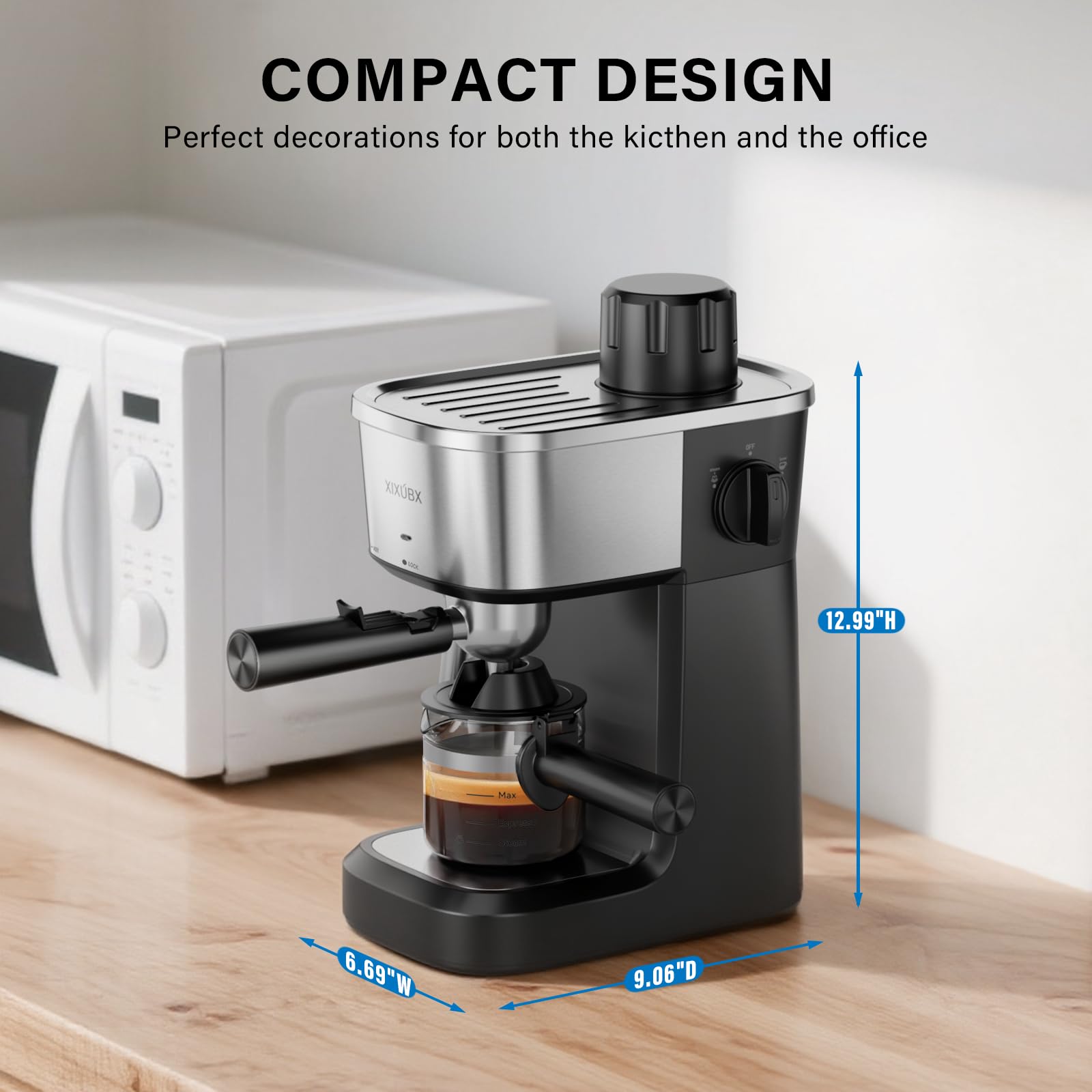 XIXUBX 6 Bar Cafetera: alivio automático de presión para uso seguro.