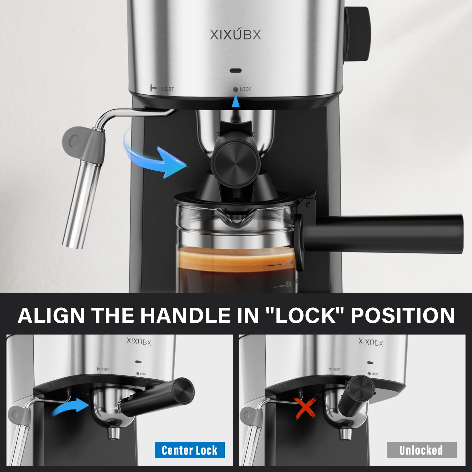 XIXUBX 6 Bar Cafetera: piezas desmontables para limpieza fácil.