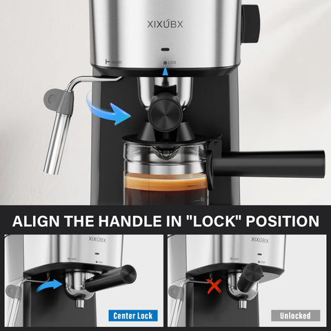 XIXUBX 6 Bar Cafetera: piezas desmontables para limpieza fácil.