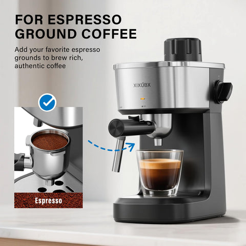 XIXUBX 6 Bar Cafetera: precalentamiento de 3 minutos para extracción estable.