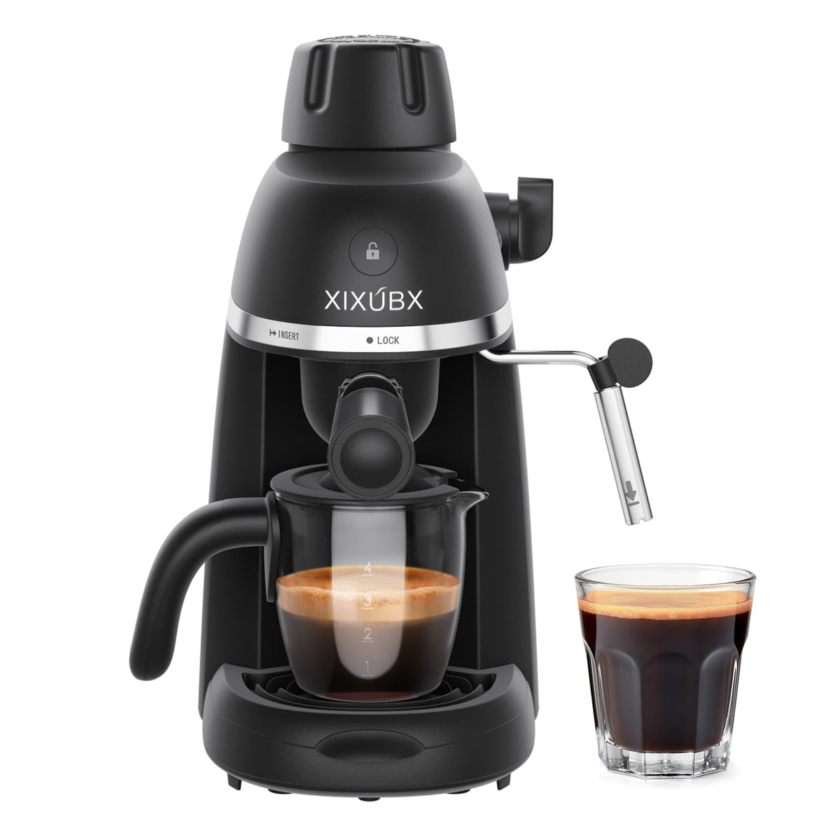XIXUBX: cafetera espresso 3,5 bar, vista frontal para preparación rápida