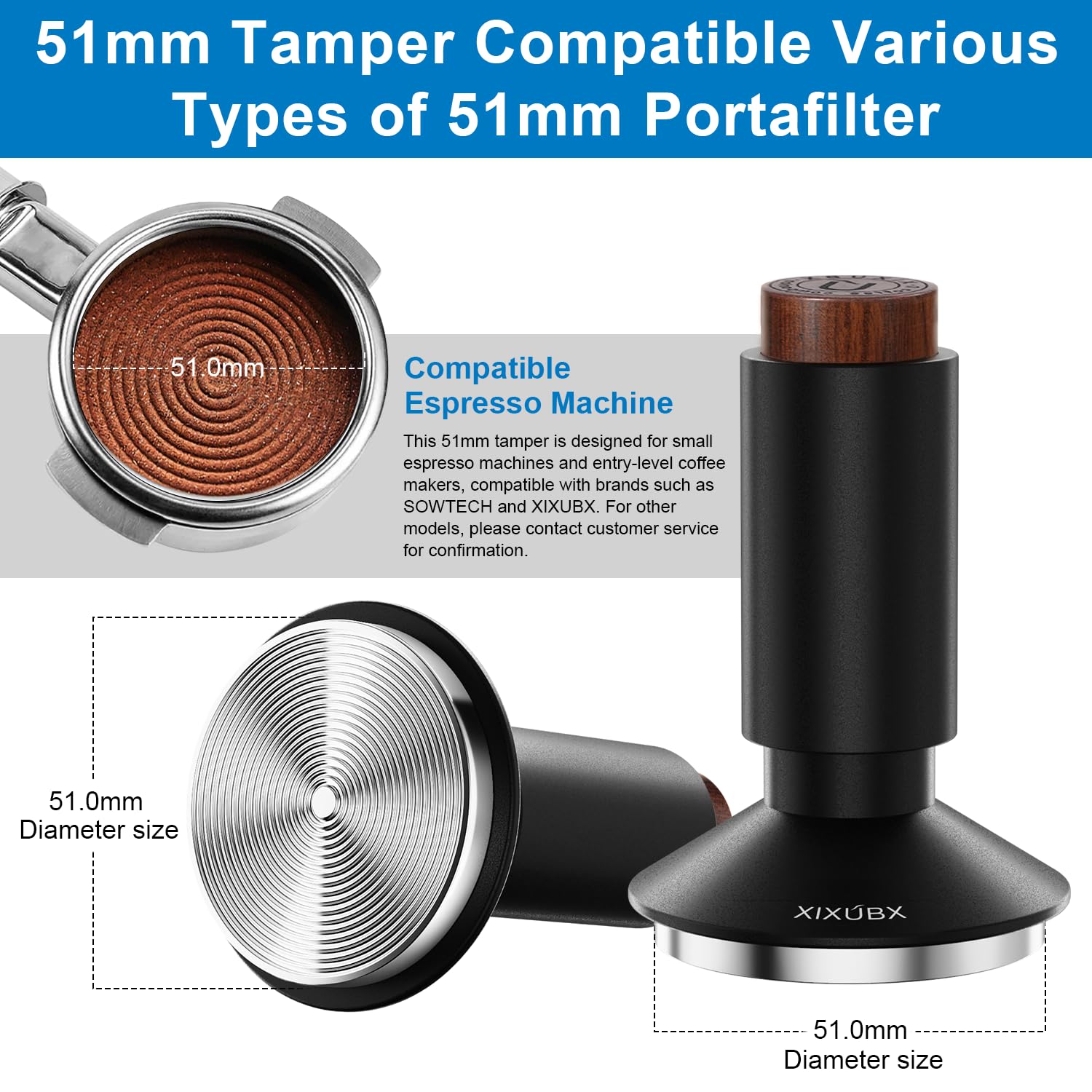 Tamaños compatibles 51 mm, 53 mm y 58.35 mm para distintos portafiltros