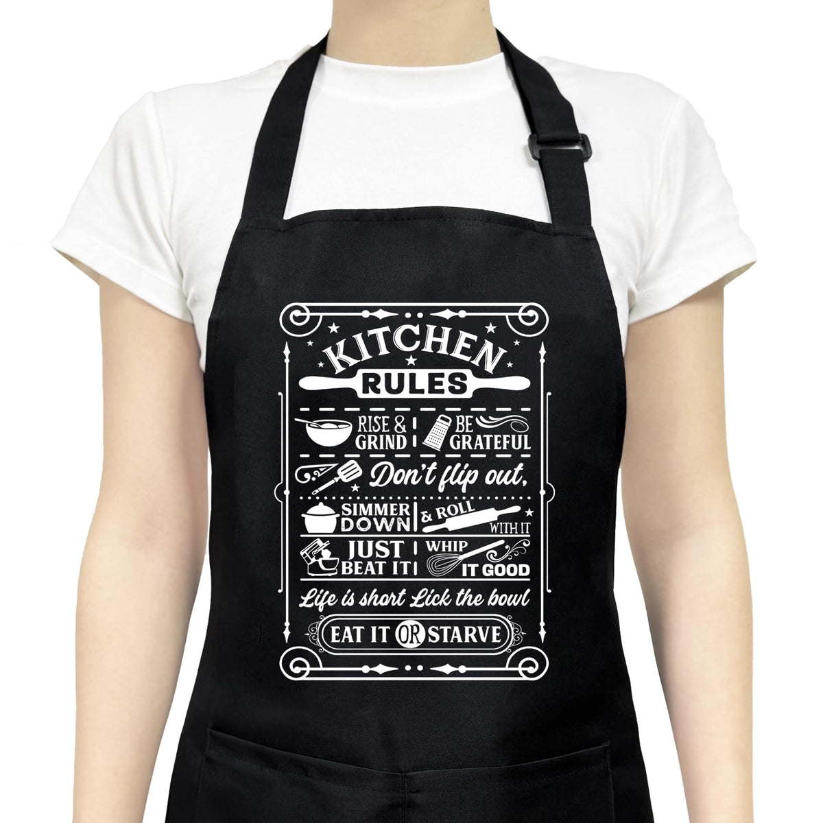 Xiynmeife delantal de cocina para mujer con bolsillos, ideal para utensilios al alcance.