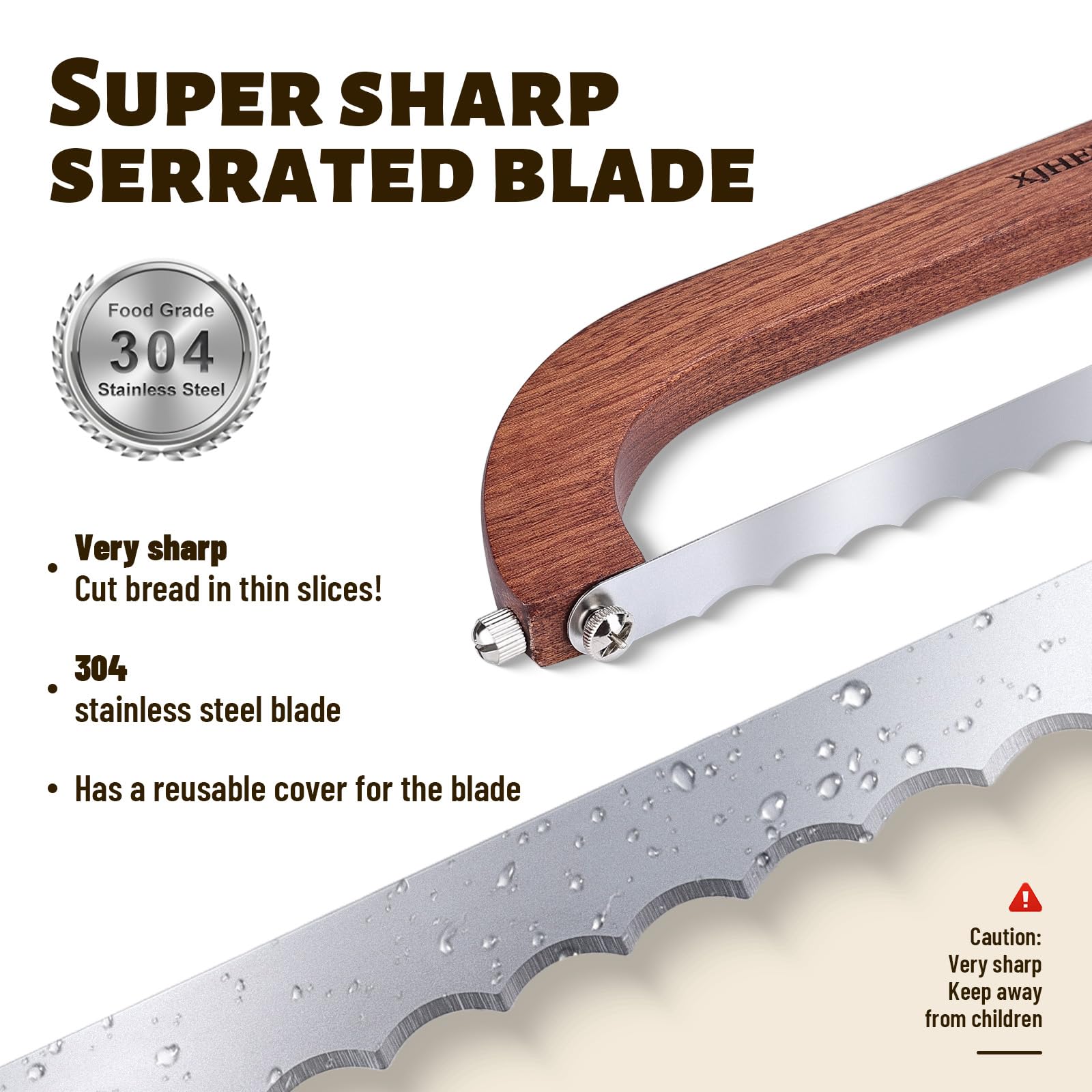Cuchillo XJHEYLZ con protección de hoja para almacenamiento seguro.