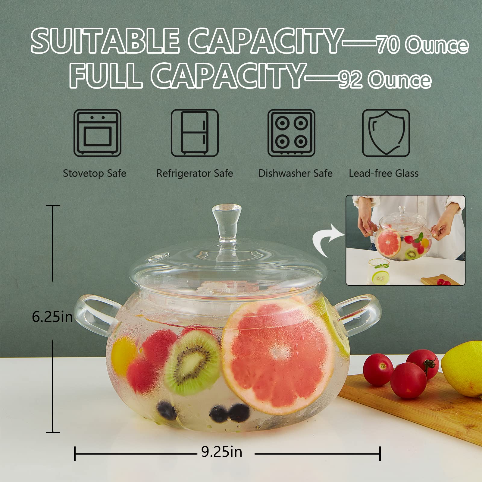 Diseno artesanal de XJLVSV en cristal borosilicato para cocina elegante.