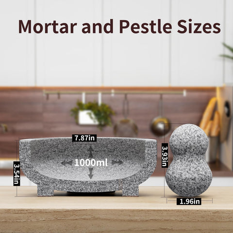 XKCL mortero granito diseño tradicional que potencia el sabor al moler a mano.