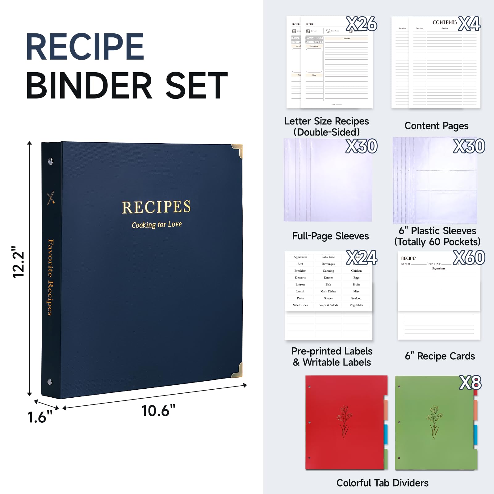 XKDOUS páginas de recetas en plástico para proteger instrucciones y tiempos de cocción
