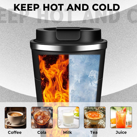 XKELFX Termo Café 17oz negro, boca ancha para rellenar