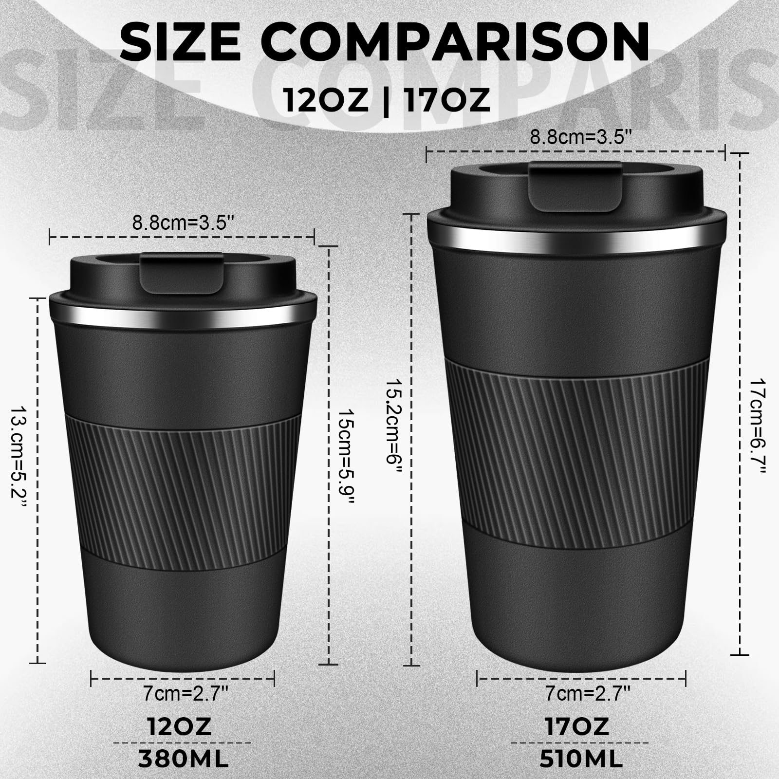 XKELFX Termo Café 17oz negro, tapa sellada para evitar derrames