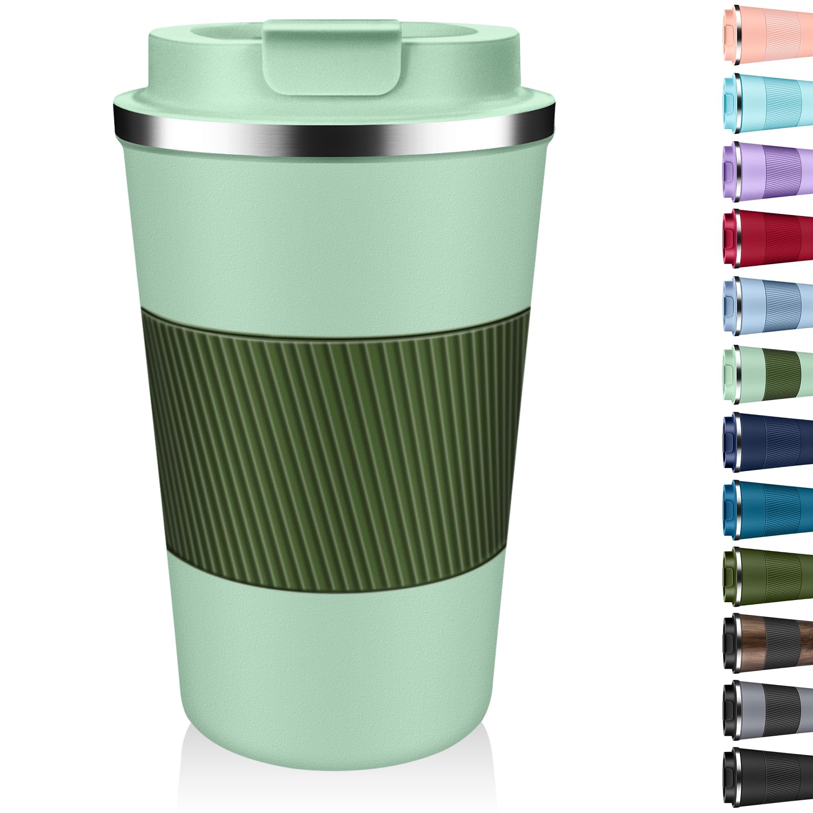 XKELFX termo café aislado 12oz frontal; mantiene bebidas calientes por horas.