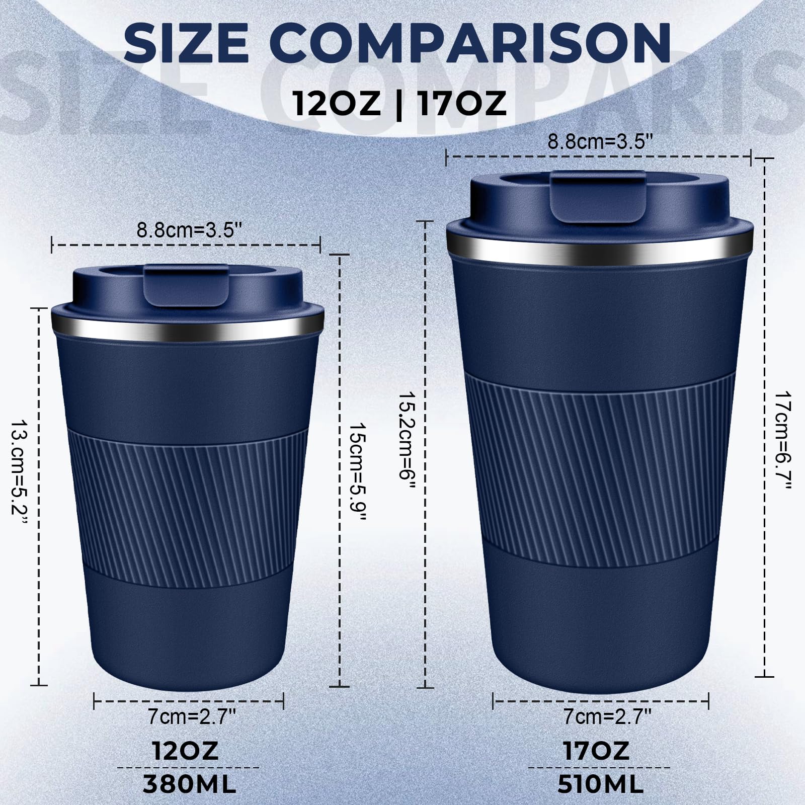 XKELFX vaso termico 12oz navy aislamiento doble mantiene caliente o fria
