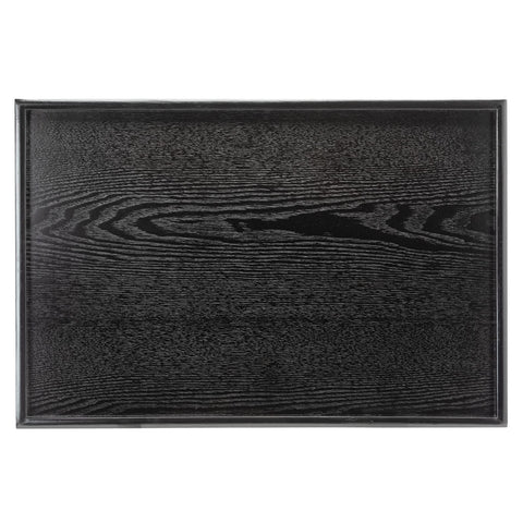 Bandeja XKXKKE de madera negra, vista frontal para bebidas y aperitivos