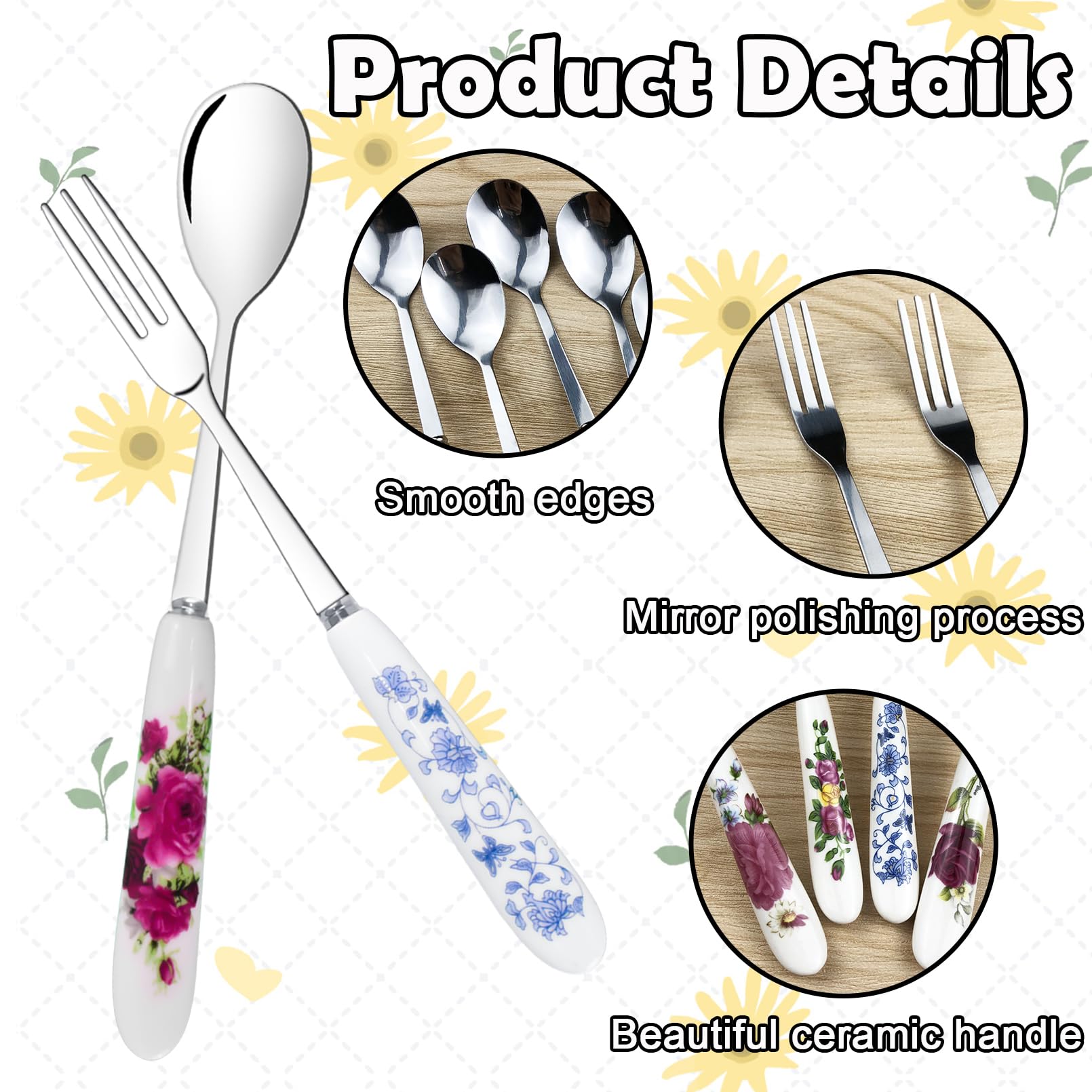 xlehoely cubiertos dulces acabado espejo, diseño elegante para la mesa