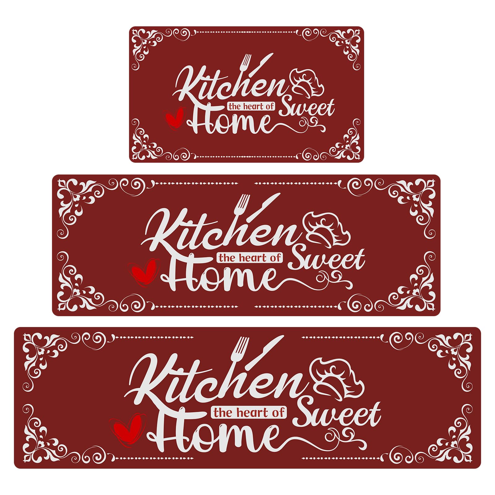 Alfombra XLHOMO para cocina, conjunto de 3 piezas acolchadas y anti deslizantes.