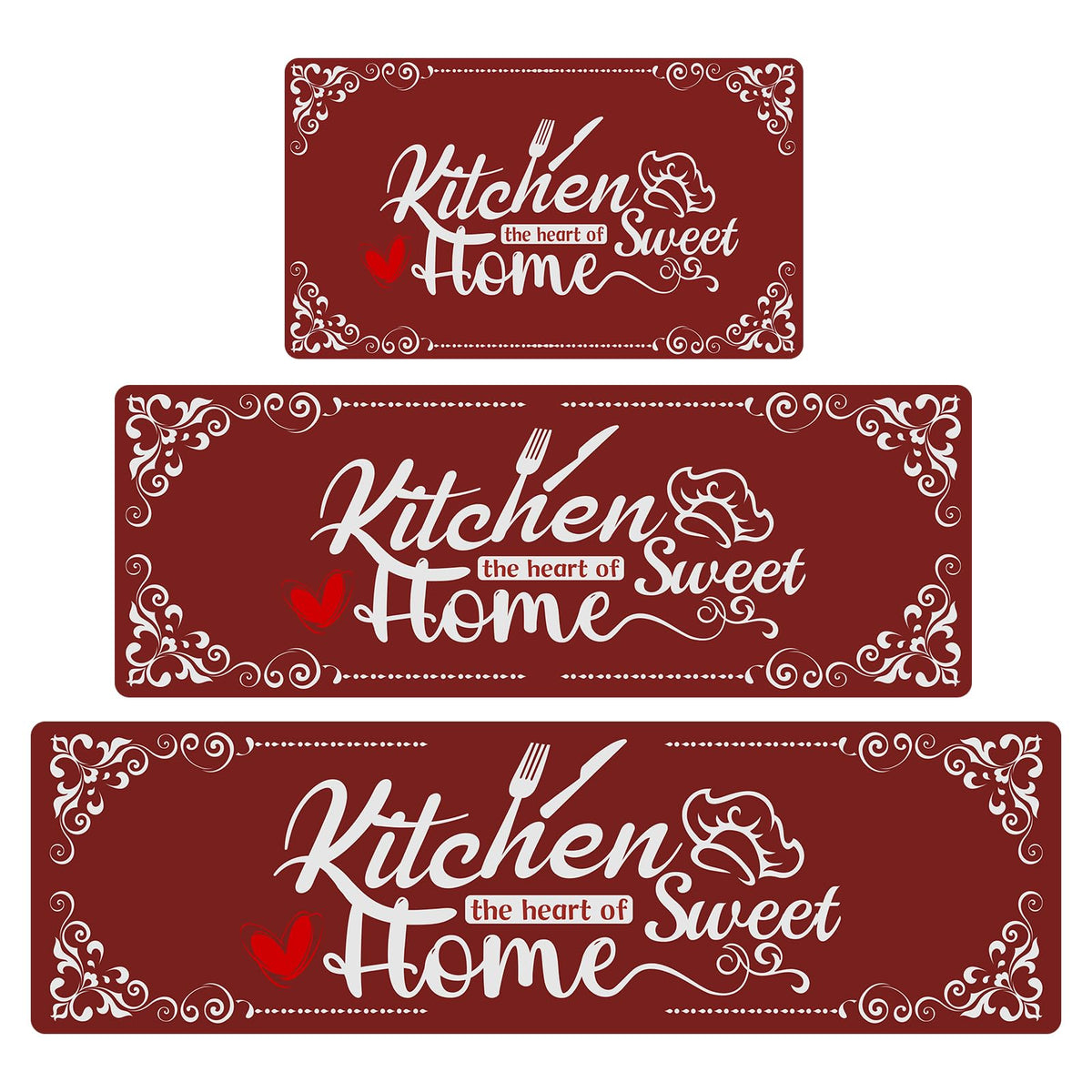 Alfombra XLHOMO para cocina, conjunto de 3 piezas acolchadas y anti deslizantes.