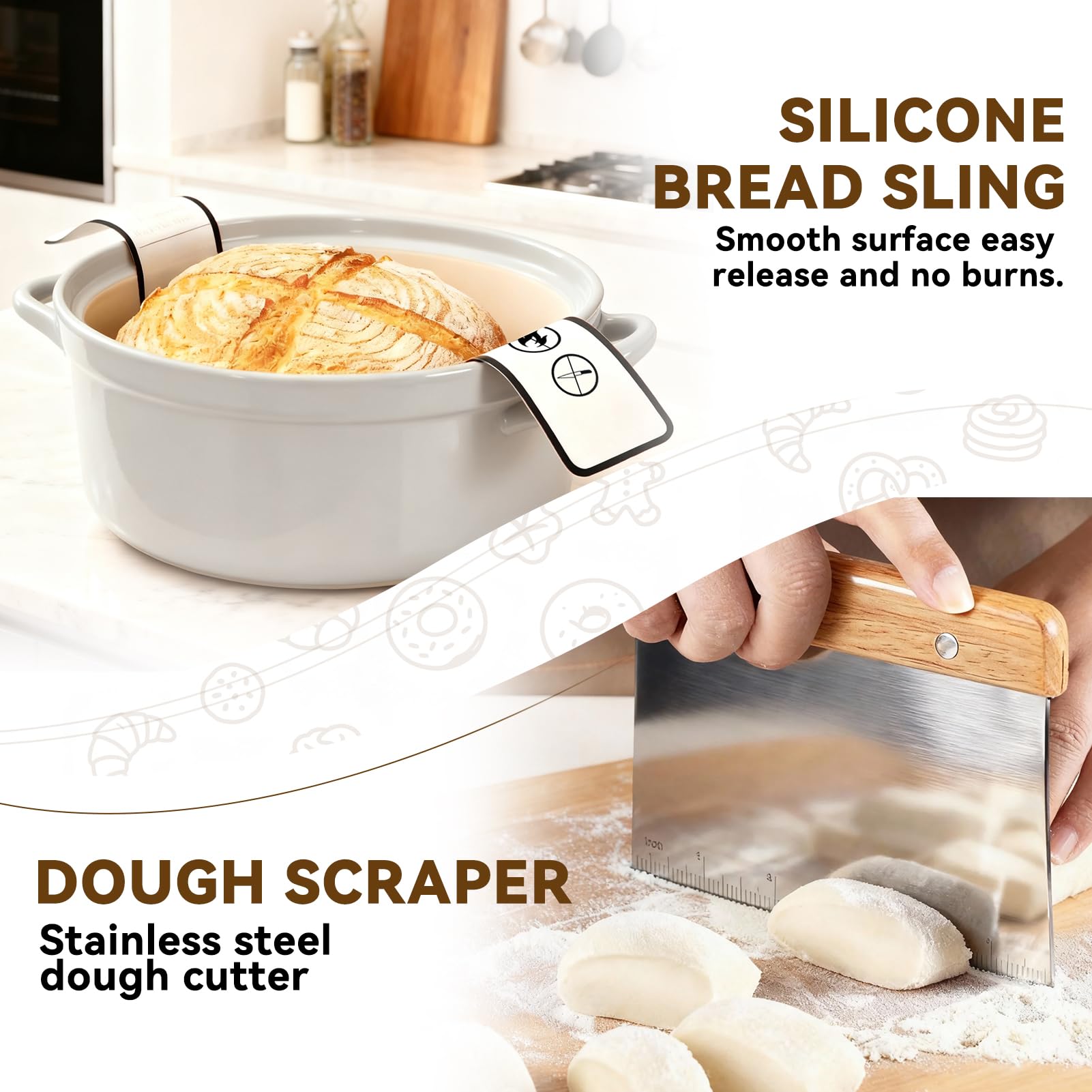 XLMYS sling de pan y bolsas Kraft para transportar y compartir pan.