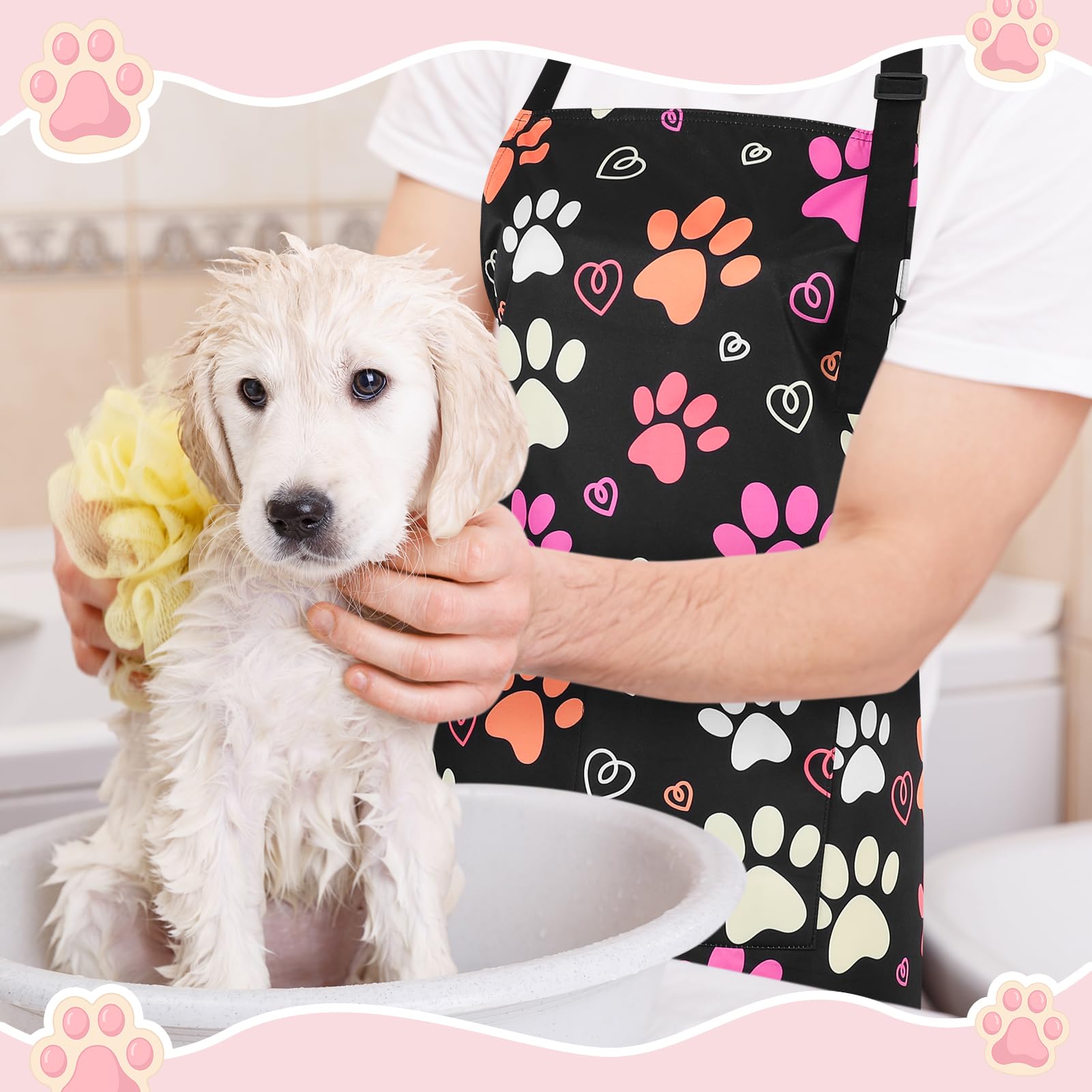 XLSXEXCL delantal diseño de cachorritos adorable para mascotas.